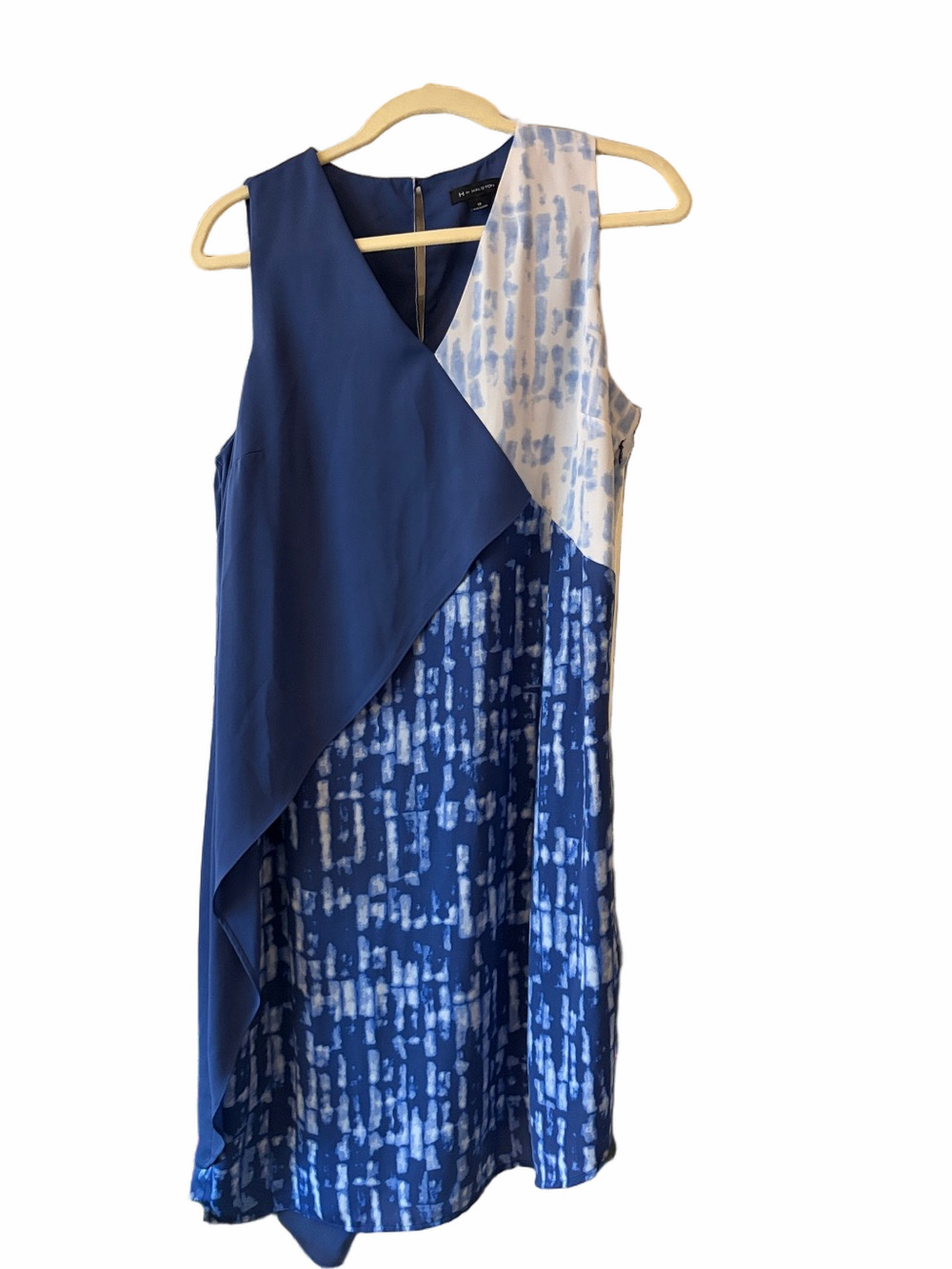 H by Halston Asymmetrical sleeveless V neck dress shades of blue. Size12